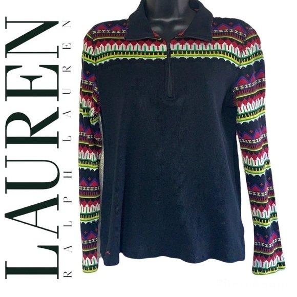 Lauren Ralph Lauren Exclusive Native Aztec American Design Collar Sweater Size L - Picture 1 of 11